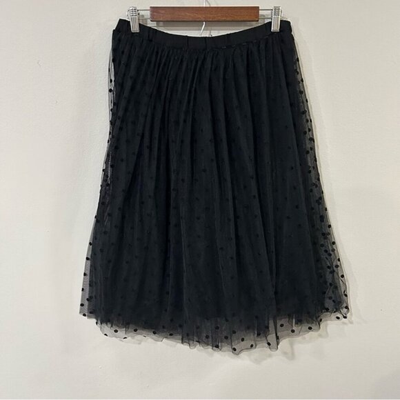 Banana Republic Black Tulle Midi Polka Dot Layered Skirt Women’s Size Medium - Picture 2 of 6
